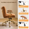 image:imageVINGLI Home Office Desk Chair Comfy with wheelsampRemovable ArmrestsGold Base Vanity Chair with BackAdjustable Rolling Swivel Computer Task Chair for StudyMakeupOfficeBedroomMicrofiberSuedeBrownBrownmicrofiber