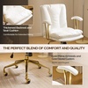 image:imageVINGLI Home Office Desk Chair Comfy with wheelsampRemovable ArmrestsGold Base Vanity Chair with BackAdjustable Rolling Swivel Computer Task Chair for StudyMakeupOfficeBedroomMicrofiberSuedeBrownWhitepu