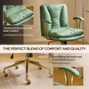 image:imageVINGLI Home Office Desk Chair Comfy with wheelsampRemovable ArmrestsGold Base Vanity Chair with BackAdjustable Rolling Swivel Computer Task Chair for StudyMakeupOfficeBedroomMicrofiberSuedeBrownGreencat Scratch Pu