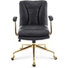 image:imageVINGLI Home Office Desk Chair Comfy with wheelsampRemovable ArmrestsGold Base Vanity Chair with BackAdjustable Rolling Swivel Computer Task Chair for StudyMakeupOfficeBedroomMicrofiberSuedeBrownBlackpu