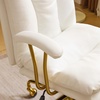 image:imageVINGLI Home Office Desk Chair Comfy with wheelsampRemovable ArmrestsGold Base Vanity Chair with BackAdjustable Rolling Swivel Computer Task Chair for StudyMakeupOfficeBedroomMicrofiberSuedeBrownWhitepu