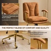 image:imageVINGLI Home Office Desk Chair Comfy with wheelsampRemovable ArmrestsGold Base Vanity Chair with BackAdjustable Rolling Swivel Computer Task Chair for StudyMakeupOfficeBedroomMicrofiberSuedeBrownBrownmicrofiber