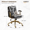 image:imageVINGLI Home Office Desk Chair Comfy with wheelsampRemovable ArmrestsGold Base Vanity Chair with BackAdjustable Rolling Swivel Computer Task Chair for StudyMakeupOfficeBedroomMicrofiberSuedeBrownBlackpu