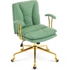 image:imageVINGLI Home Office Desk Chair Comfy with wheelsampRemovable ArmrestsGold Base Vanity Chair with BackAdjustable Rolling Swivel Computer Task Chair for StudyMakeupOfficeBedroomMicrofiberSuedeBrownGreencat Scratch Pu