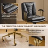 image:imageVINGLI Home Office Desk Chair Comfy with wheelsampRemovable ArmrestsGold Base Vanity Chair with BackAdjustable Rolling Swivel Computer Task Chair for StudyMakeupOfficeBedroomMicrofiberSuedeBrownBlackpu
