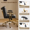 image:imageVINGLI Home Office Desk Chair Comfy with wheelsampRemovable ArmrestsGold Base Vanity Chair with BackAdjustable Rolling Swivel Computer Task Chair for StudyMakeupOfficeBedroomMicrofiberSuedeBrownBlackpu