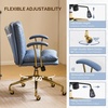 image:imageVINGLI Home Office Desk Chair Comfy with wheelsampRemovable ArmrestsGold Base Vanity Chair with BackAdjustable Rolling Swivel Computer Task Chair for StudyMakeupOfficeBedroomMicrofiberSuedeBrownBluecat Scratch Pu
