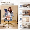 image:imageVINGLI Home Office Desk Chair Comfy with wheelsampRemovable ArmrestsGold Base Vanity Chair with BackAdjustable Rolling Swivel Computer Task Chair for StudyMakeupOfficeBedroomMicrofiberSuedeBrownBluecat Scratch Pu
