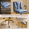 image:imageVINGLI Home Office Desk Chair Comfy with wheelsampRemovable ArmrestsGold Base Vanity Chair with BackAdjustable Rolling Swivel Computer Task Chair for StudyMakeupOfficeBedroomMicrofiberSuedeBrownBluecat Scratch Pu