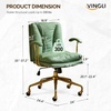 image:imageVINGLI Home Office Desk Chair Comfy with wheelsampRemovable ArmrestsGold Base Vanity Chair with BackAdjustable Rolling Swivel Computer Task Chair for StudyMakeupOfficeBedroomMicrofiberSuedeBrownGreencat Scratch Pu