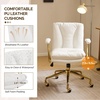 image:imageVINGLI Home Office Desk Chair Comfy with wheelsampRemovable ArmrestsGold Base Vanity Chair with BackAdjustable Rolling Swivel Computer Task Chair for StudyMakeupOfficeBedroomMicrofiberSuedeBrownWhitepu