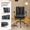 image:imageVINGLI Home Office Desk Chair Comfy with wheelsampRemovable ArmrestsGold Base Vanity Chair with BackAdjustable Rolling Swivel Computer Task Chair for StudyMakeupOfficeBedroomMicrofiberSuedeBrownBlackpu