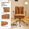 image:imageVINGLI Home Office Desk Chair Comfy with wheelsampRemovable ArmrestsGold Base Vanity Chair with BackAdjustable Rolling Swivel Computer Task Chair for StudyMakeupOfficeBedroomMicrofiberSuedeBrownBrownmicrofiber
