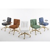 image:imageVINGLI Home Office Desk Chair Comfy with wheelsampRemovable ArmrestsGold Base Vanity Chair with BackAdjustable Rolling Swivel Computer Task Chair for StudyMakeupOfficeBedroomMicrofiberSuedeBrownBluecat Scratch Pu