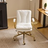 image:imageVINGLI Home Office Desk Chair Comfy with wheelsampRemovable ArmrestsGold Base Vanity Chair with BackAdjustable Rolling Swivel Computer Task Chair for StudyMakeupOfficeBedroomMicrofiberSuedeBrownWhitepu