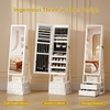 image:imageVINGLI LED Jewelry Cabinet Armoire Lockable Full Length Mirror with Storage Large Capacity Jewelry Organizer with 2 Drawers Free Standing Makeup Vanity for Bedroom White
