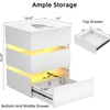 image:imageVINGLI LED Nightstand with Charging Station 3 Drawer Nightstand White Nightstand Acrylic Nightstand Smart Nightstand Wood Nightstand Bedroom Modern Night Stand Bedside Table End TableWhite