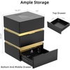 image:imageVINGLI LED Nightstand with Charging Station 3 Drawer Nightstand White Nightstand Acrylic Nightstand Smart Nightstand Wood Nightstand Bedroom Modern Night Stand Bedside Table End TableBlack