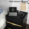 image:imageVINGLI LED Nightstand with Charging Station 3 Drawer Nightstand White Nightstand Acrylic Nightstand Smart Nightstand Wood Nightstand Bedroom Modern Night Stand Bedside Table End TableBlack