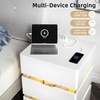 image:imageVINGLI LED Nightstand with Charging Station 3 Drawer Nightstand White Nightstand Acrylic Nightstand Smart Nightstand Wood Nightstand Bedroom Modern Night Stand Bedside Table End TableWhite