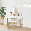 image:imageVINGLI Large Vanity Set with Lighted MirrorModern Makeup Vanity Table Set with LED Lights in 3 ColorsBedroom Dressing Table with 2 Large Drawers and Storage Shelves for WomenBlackampGoldWhite