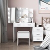 image:imageVINGLI Large Vanity Set with Lighted MirrorModern Makeup Vanity Table Set with LED Lights in 3 ColorsBedroom Dressing Table with 2 Large Drawers and Storage Shelves for WomenBlackampGoldWhite