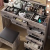 image:imageVINGLI Large Vanity Set with Lighted MirrorModern Makeup Vanity Table Set with LED Lights in 3 ColorsBedroom Dressing Table with 2 Large Drawers and Storage Shelves for WomenBlackampGoldGrey