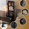 image:imageVINGLI Large Vanity Set with Lighted MirrorModern Makeup Vanity Table Set with LED Lights in 3 ColorsBedroom Dressing Table with 2 Large Drawers and Storage Shelves for WomenBlackampGoldBlack