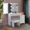 image:imageVINGLI Large Vanity Set with Lighted MirrorModern Makeup Vanity Table Set with LED Lights in 3 ColorsBedroom Dressing Table with 2 Large Drawers and Storage Shelves for WomenBlackampGoldWhite