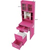image:imageVINGLI Large Vanity Set with Lighted MirrorModern Makeup Vanity Table Set with LED Lights in 3 ColorsBedroom Dressing Table with 2 Large Drawers and Storage Shelves for WomenBlackampGoldPink
