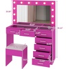 image:imageVINGLI Large Vanity Set with Lighted MirrorModern Makeup Vanity Table Set with LED Lights in 3 ColorsBedroom Dressing Table with 2 Large Drawers and Storage Shelves for WomenBlackampGoldPink
