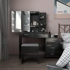 image:imageVINGLI Large Vanity Set with Lighted MirrorModern Makeup Vanity Table Set with LED Lights in 3 ColorsBedroom Dressing Table with 2 Large Drawers and Storage Shelves for WomenBlackampGoldBlack