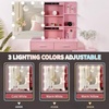 image:imageVINGLI Large Vanity Set with Lighted MirrorModern Makeup Vanity Table Set with LED Lights in 3 ColorsBedroom Dressing Table with 2 Large Drawers and Storage Shelves for WomenBlackampGoldPink