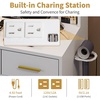 image:imageVINGLI Large Vanity Set with Lighted MirrorModern Makeup Vanity Table Set with LED Lights in 3 ColorsBedroom Dressing Table with 2 Large Drawers and Storage Shelves for WomenBlackampGoldWhite