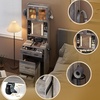 image:imageVINGLI Large Vanity Set with Lighted MirrorModern Makeup Vanity Table Set with LED Lights in 3 ColorsBedroom Dressing Table with 2 Large Drawers and Storage Shelves for WomenBlackampGoldGrey