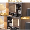image:imageVINGLI Large Vanity Set with Lighted MirrorModern Makeup Vanity Table Set with LED Lights in 3 ColorsBedroom Dressing Table with 2 Large Drawers and Storage Shelves for WomenBlackampGoldGrey