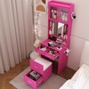 image:imageVINGLI Large Vanity Set with Lighted MirrorModern Makeup Vanity Table Set with LED Lights in 3 ColorsBedroom Dressing Table with 2 Large Drawers and Storage Shelves for WomenBlackampGoldPink