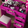 image:imageVINGLI Large Vanity Set with Lighted MirrorModern Makeup Vanity Table Set with LED Lights in 3 ColorsBedroom Dressing Table with 2 Large Drawers and Storage Shelves for WomenBlackampGoldPink