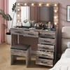 image:imageVINGLI Large Vanity Set with Lighted MirrorModern Makeup Vanity Table Set with LED Lights in 3 ColorsBedroom Dressing Table with 2 Large Drawers and Storage Shelves for WomenBlackampGoldGrey