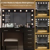 image:imageVINGLI Large Vanity Set with Lighted MirrorModern Makeup Vanity Table Set with LED Lights in 3 ColorsBedroom Dressing Table with 2 Large Drawers and Storage Shelves for WomenBlackampGoldBlack