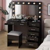 image:imageVINGLI Large Vanity Set with Lighted MirrorModern Makeup Vanity Table Set with LED Lights in 3 ColorsBedroom Dressing Table with 2 Large Drawers and Storage Shelves for WomenBlackampGoldBlack