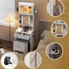 image:imageVINGLI Large Vanity Set with Lighted MirrorModern Makeup Vanity Table Set with LED Lights in 3 ColorsBedroom Dressing Table with 2 Large Drawers and Storage Shelves for WomenBlackampGoldWhite