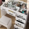 image:imageVINGLI Large Vanity Set with Lighted MirrorModern Makeup Vanity Table Set with LED Lights in 3 ColorsBedroom Dressing Table with 2 Large Drawers and Storage Shelves for WomenBlackampGoldWhite