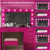 image:imageVINGLI Large Vanity Set with Lighted MirrorModern Makeup Vanity Table Set with LED Lights in 3 ColorsBedroom Dressing Table with 2 Large Drawers and Storage Shelves for WomenBlackampGoldPink