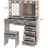 image:imageVINGLI Large Vanity Set with Lighted MirrorModern Makeup Vanity Table Set with LED Lights in 3 ColorsBedroom Dressing Table with 2 Large Drawers and Storage Shelves for WomenBlackampGoldGrey