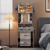 image:imageVINGLI Large Vanity Set with Lighted MirrorModern Makeup Vanity Table Set with LED Lights in 3 ColorsBedroom Dressing Table with 2 Large Drawers and Storage Shelves for WomenBlackampGoldGrey