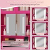 image:imageVINGLI Large Vanity Set with Lighted MirrorModern Makeup Vanity Table Set with LED Lights in 3 ColorsBedroom Dressing Table with 2 Large Drawers and Storage Shelves for WomenBlackampGoldPink