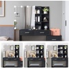 image:imageVINGLI Large Vanity Set with Lighted MirrorModern Makeup Vanity Table Set with LED Lights in 3 ColorsBedroom Dressing Table with 2 Large Drawers and Storage Shelves for WomenBlackampGoldBlack