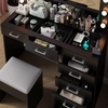 image:imageVINGLI Large Vanity Set with Lighted MirrorModern Makeup Vanity Table Set with LED Lights in 3 ColorsBedroom Dressing Table with 2 Large Drawers and Storage Shelves for WomenBlackampGoldBlack