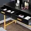 image:imageVINGLI Large Vanity Set with Lighted MirrorModern Makeup Vanity Table Set with LED Lights in 3 ColorsBedroom Dressing Table with 2 Large Drawers and Storage Shelves for WomenBlackampGoldBlack